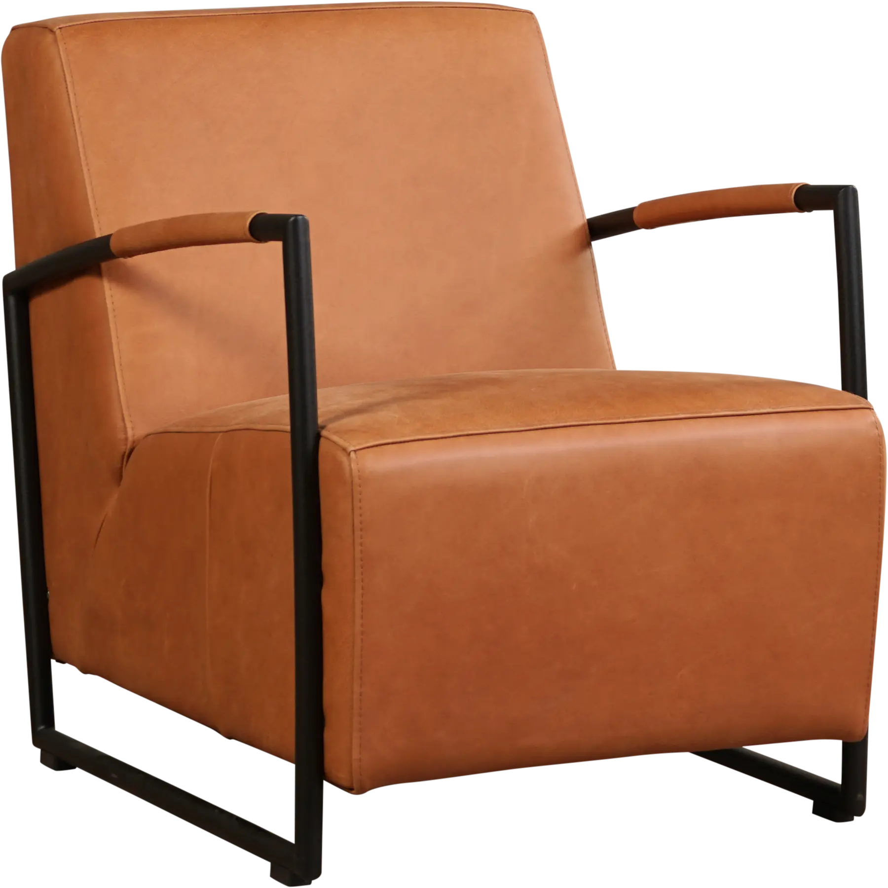 afbeelding van Leren industriële fauteuil Creative - Rancho Leer Cognac - Frame zwart