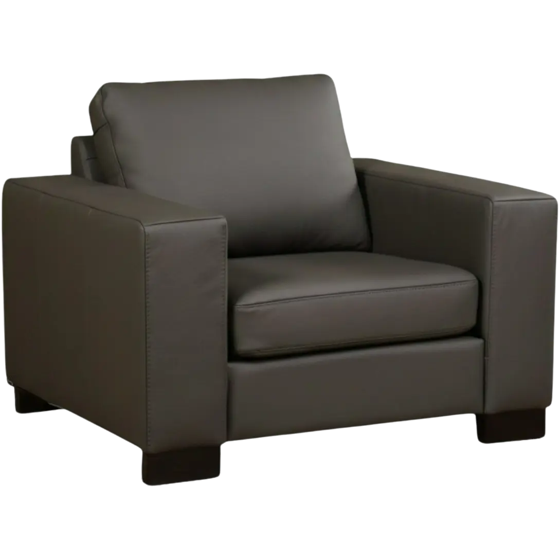 afbeelding van Leren fauteuil Enjoy - Toledo Antracite (donkergrijs) - Poten hout zwart