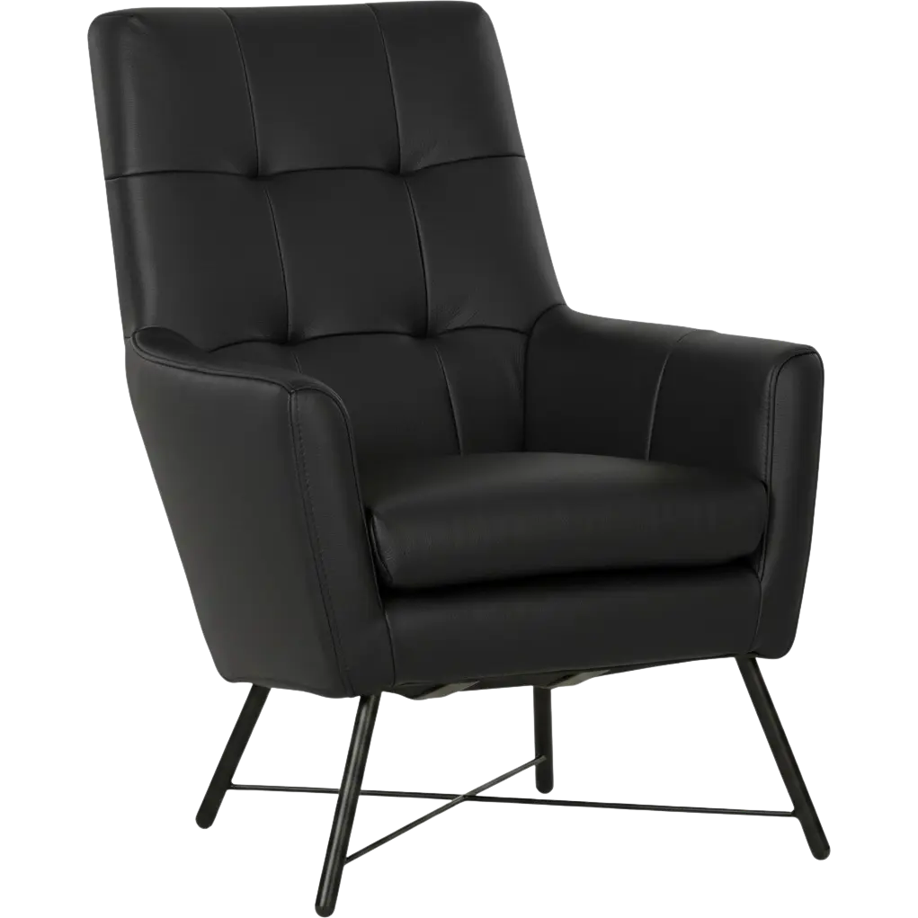 afbeelding van Leren fauteuil Proud - Hermes Nero (zwart)