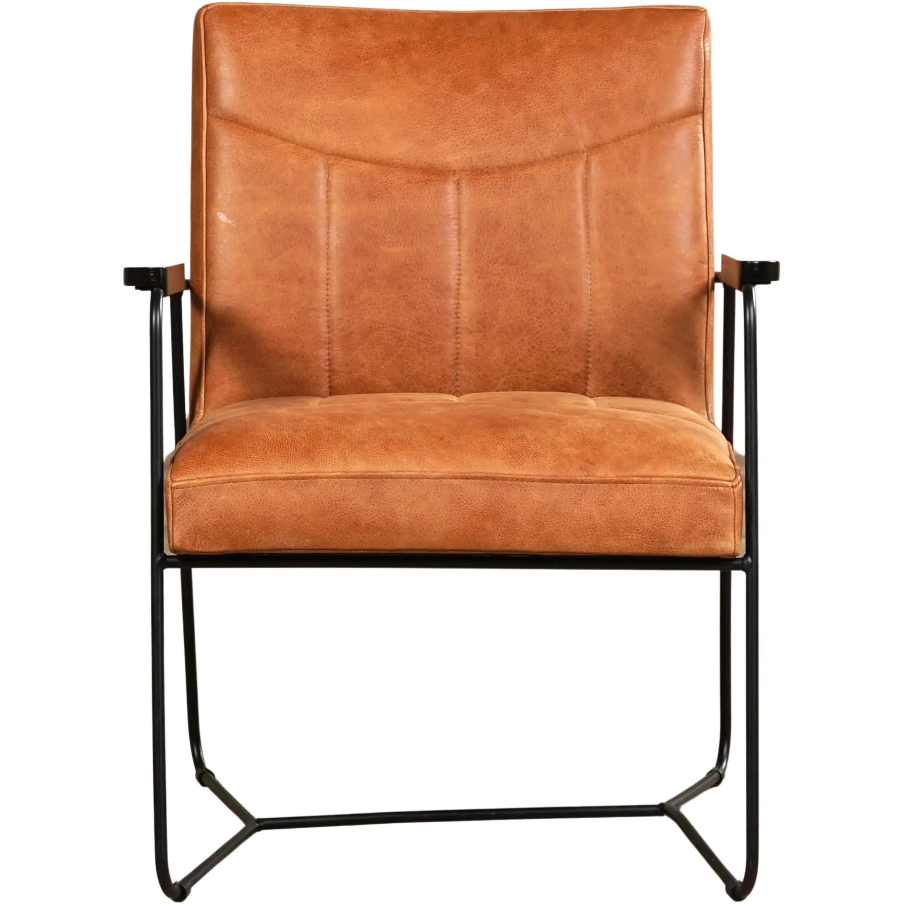 afbeelding van Cognac leren industriële fauteuil Right - Vintage Leer Cognac