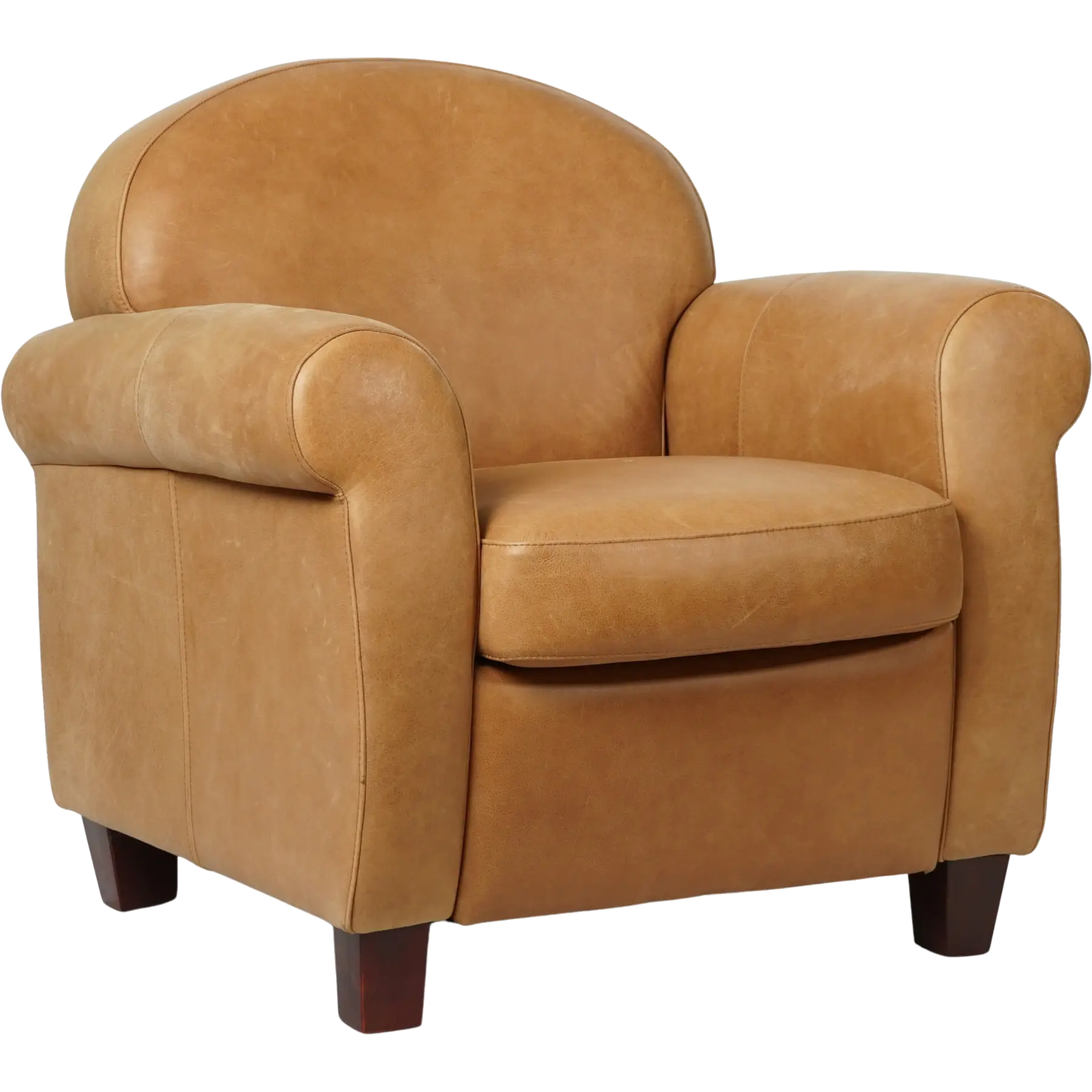 afbeelding van Leren fauteuil Roommate - Vintage Leer Cognac - Hout bruin