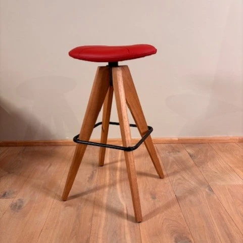 afbeelding van Leren barkruk Spot laag, Toledo Siegelstein (rood) - Outlet