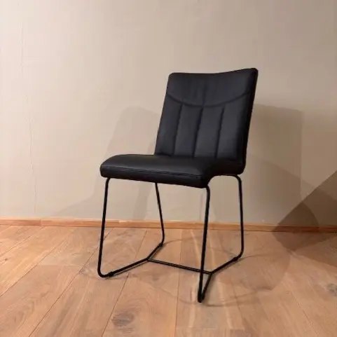 afbeelding van Leren eetkamerstoel Right - Toledo leer Nero