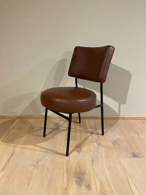 afbeelding van Leren eetkamerstoel Rondo - Granada Cognac (donkercognac)