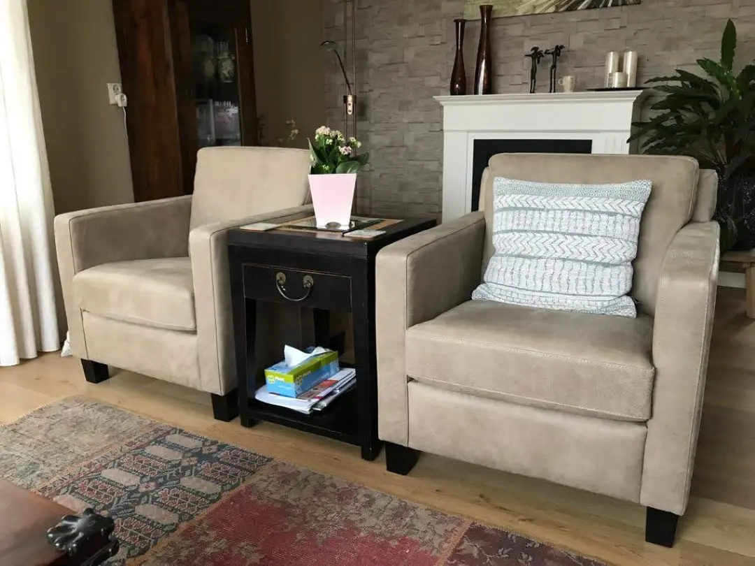 afbeelding van Set van 2 bruine leren fauteuils - bruin leer