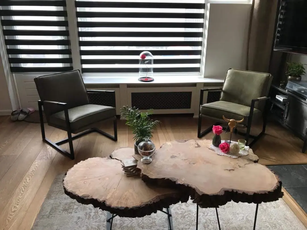 afbeelding van 2 leren fauteuils met stalen frame - groen leer