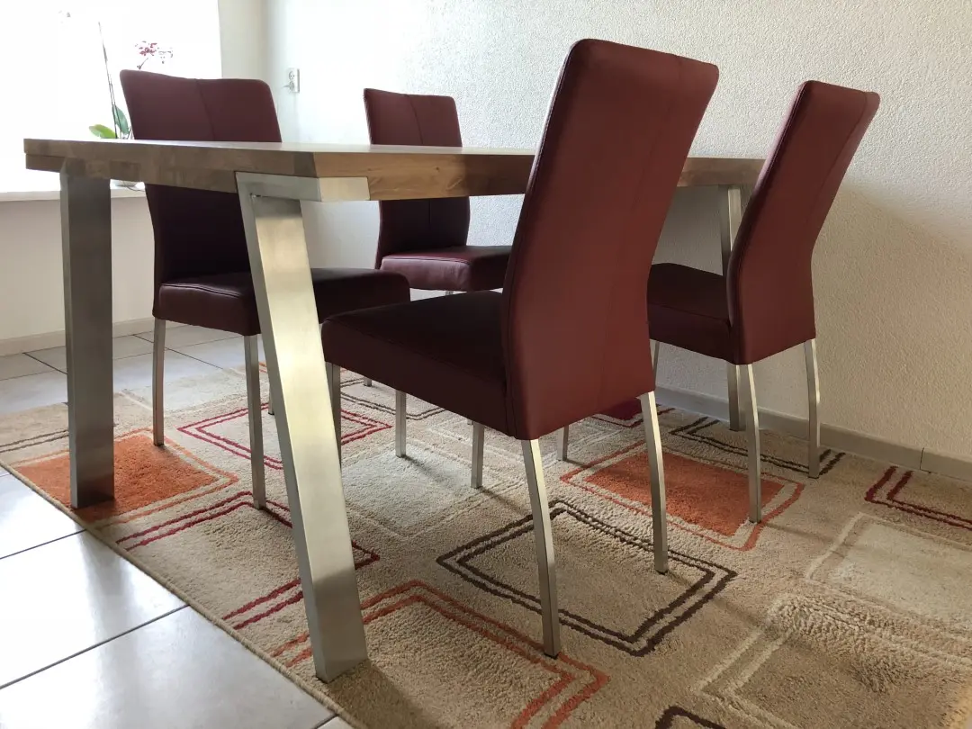 afbeelding van Set van 4 leren eetkamerstoelen - rood leer