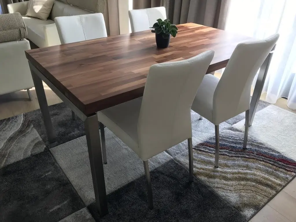 afbeelding van Set van 4 leren eetkamerstoelen - wit leer