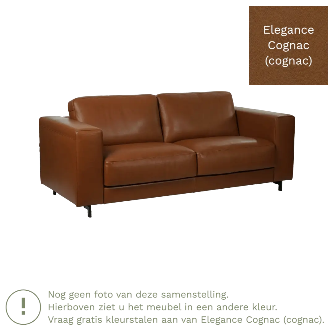 afbeelding van Leren bank Clear - 2,5 zits - Elegance Cognac (cognac) - Poten hout bruin