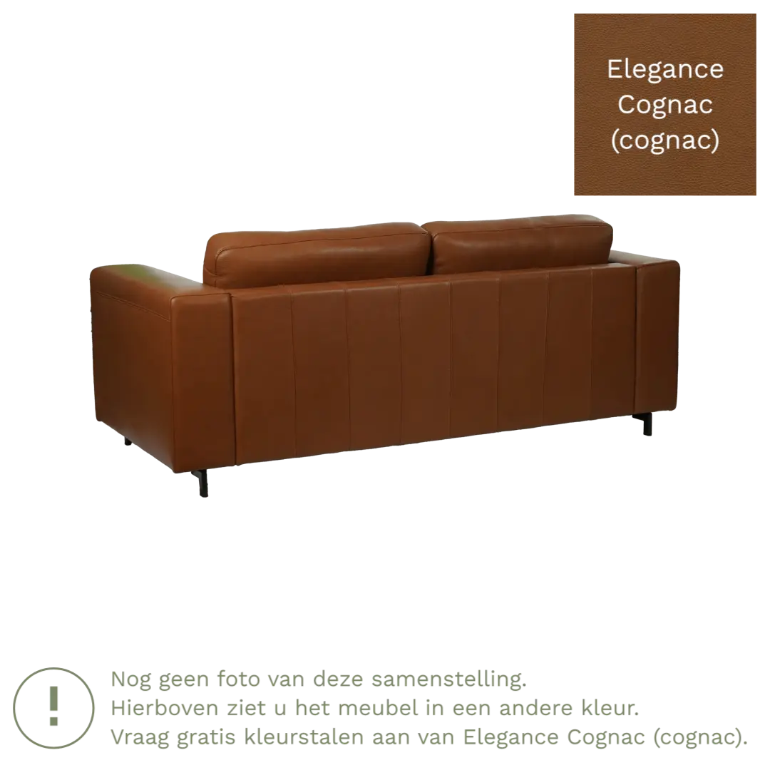 afbeelding van Leren bank Clear - 2,5 zits - Elegance Cognac (cognac) - Poten hout zwart