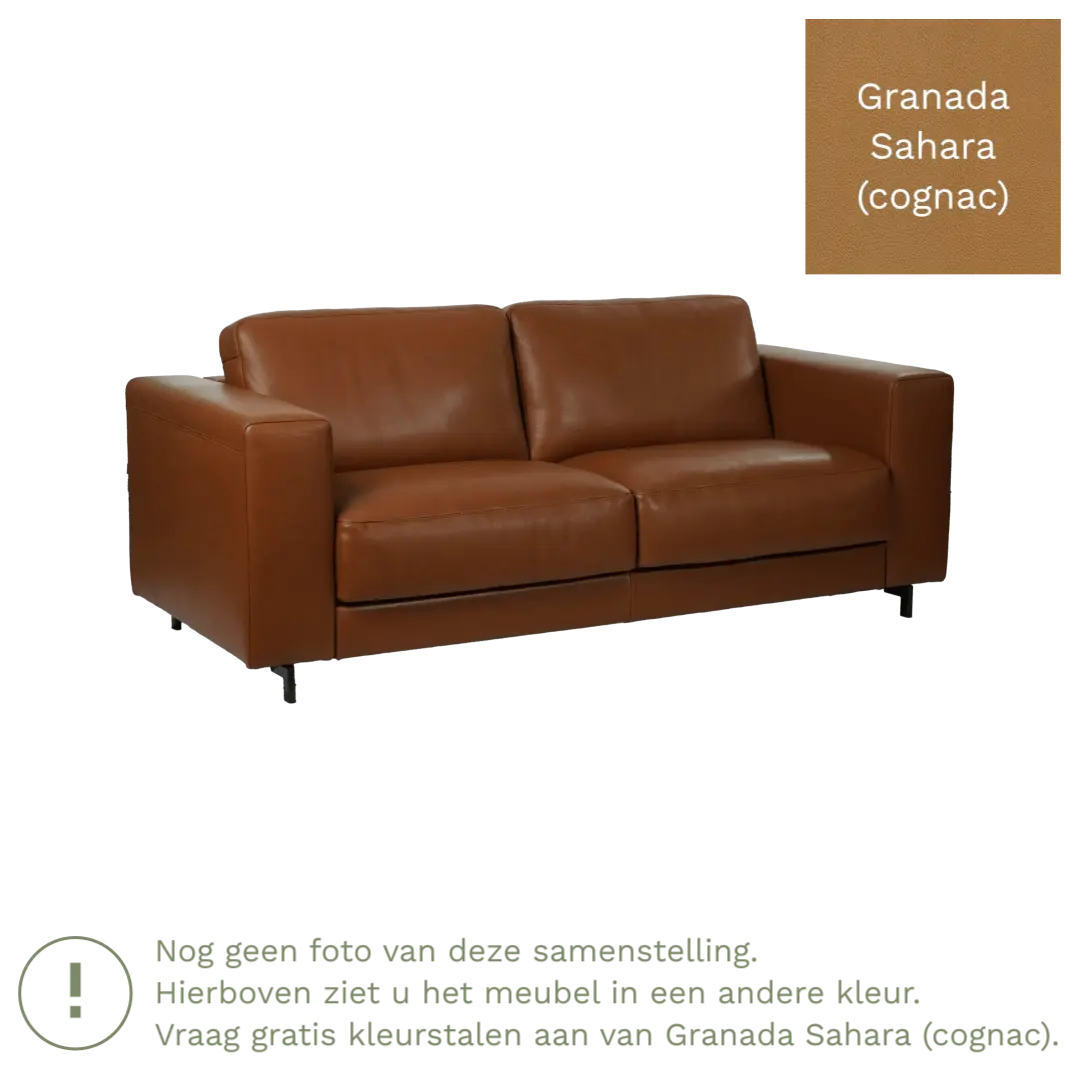 afbeelding van Leren bank Clear - 2,5 zits - Granada Sahara (cognac) - Poten hout bruin