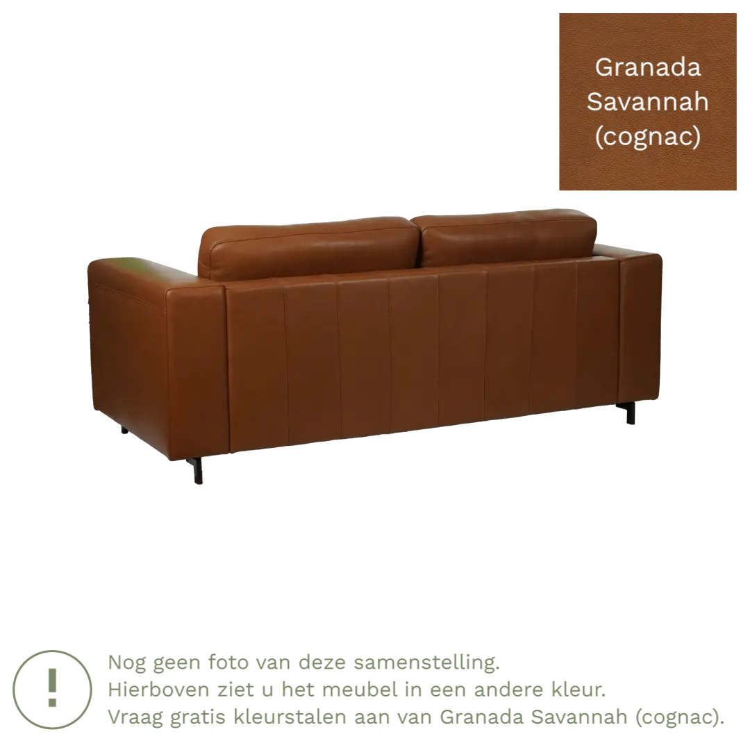 afbeelding van Leren bank Clear - 2,5 zits - Granada Savannah (cognac) - Poten hout zwart