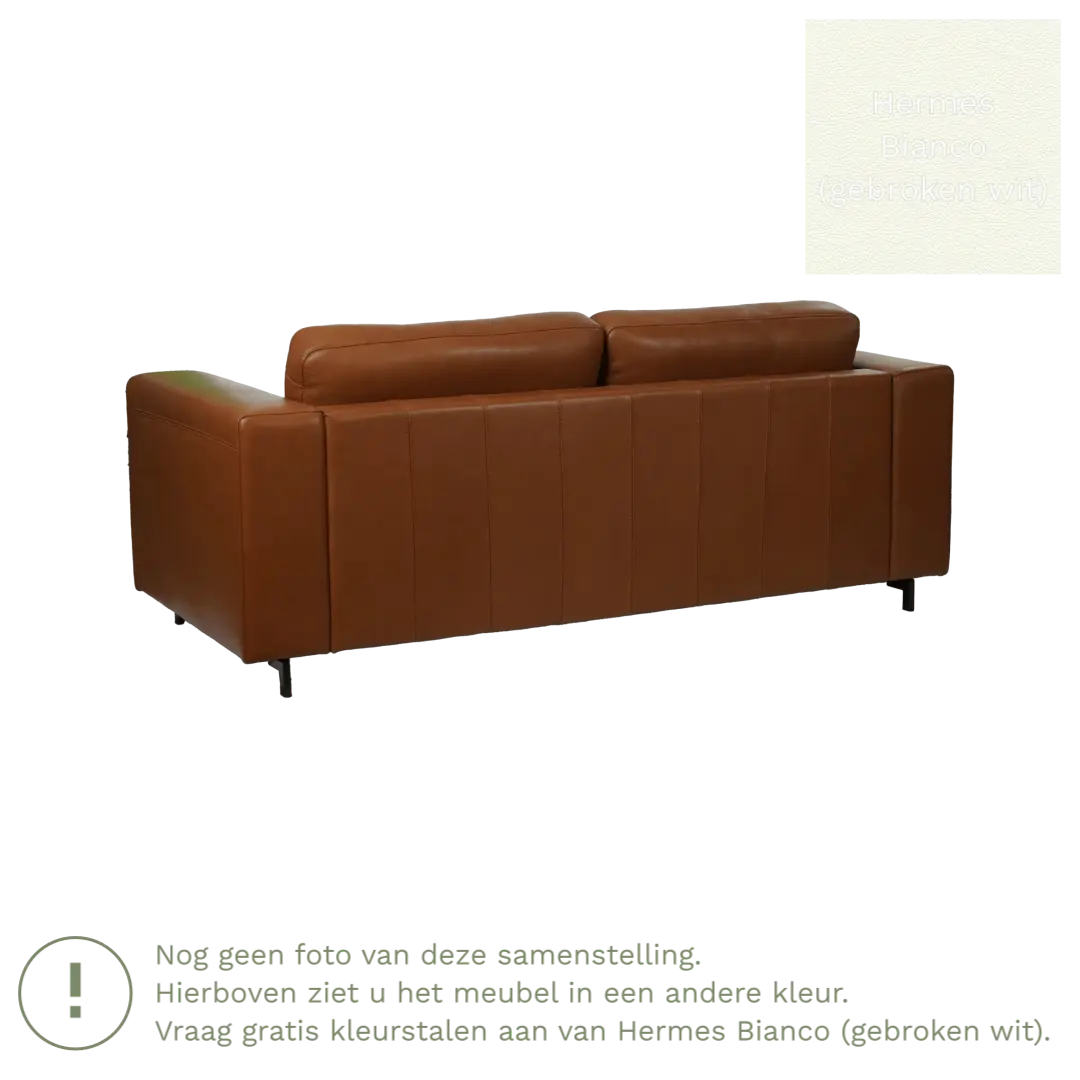 afbeelding van Leren bank Clear - 2,5 zits - Hermes Bianco (gebroken wit) - Poten hout bruin