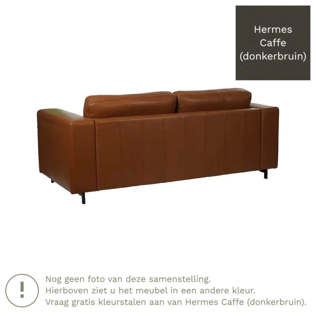 afbeelding van Leren bank Clear - 2,5 zits - Hermes Caffe (donkerbruin) - Poten hout bruin