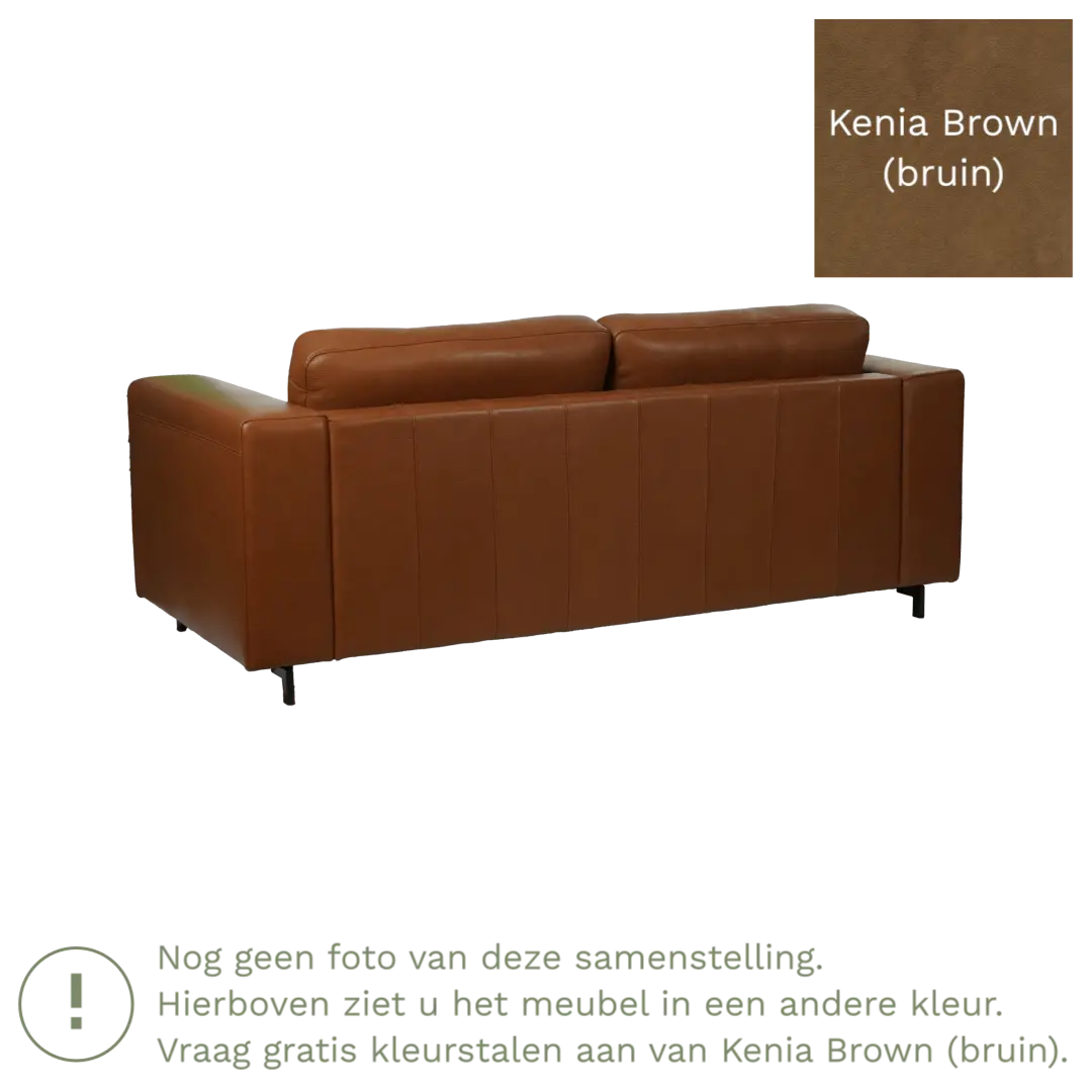 afbeelding van Leren bank Clear - 2,5 zits - Kenia Brown (bruin) - Poten hout bruin