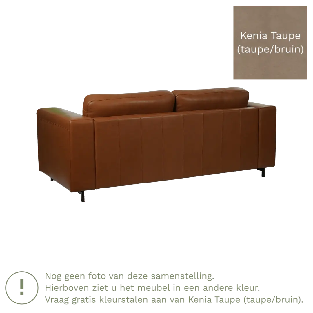 afbeelding van Leren bank Clear - 2,5 zits - Kenia Taupe (taupe/bruin) - Poten hout bruin