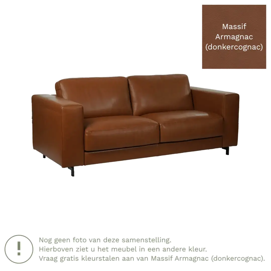 afbeelding van Leren bank Clear - 2,5 zits - Massif Armagnac (donkercognac) - Poten staal zwart