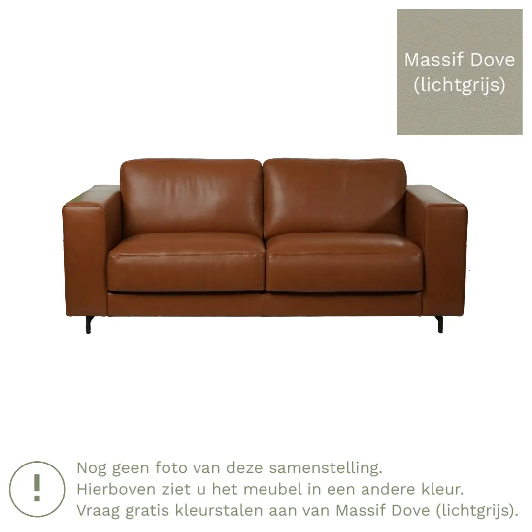 afbeelding van Leren bank Clear - 2,5 zits - Massif Dove (lichtgrijs) - Poten hout zwart