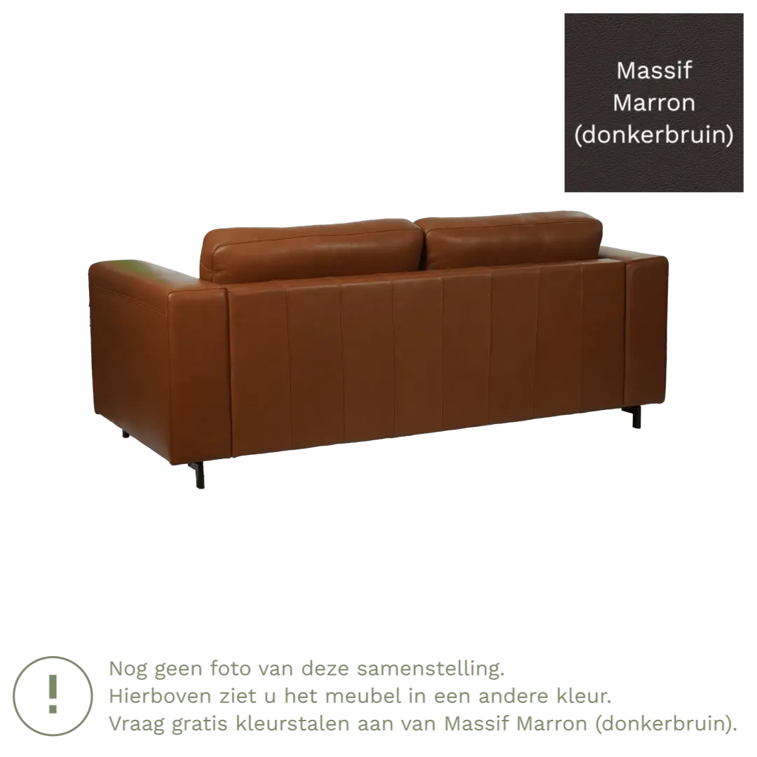 afbeelding van Leren bank Clear - 2,5 zits - Massif Marron (donkerbruin) - Poten staal zwart