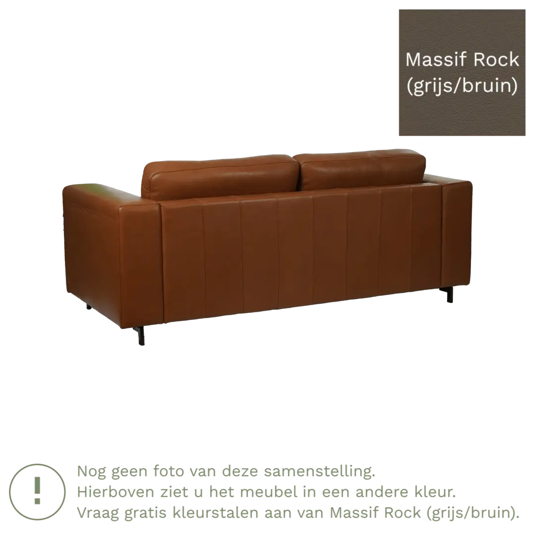 afbeelding van Leren bank Clear - 2,5 zits - Massif Rock (grijs/bruin) - Poten hout zwart