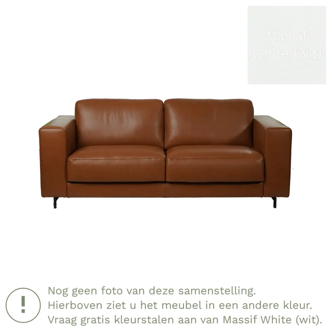 afbeelding van Leren bank Clear - 2,5 zits - Massif White (wit) - Poten hout zwart