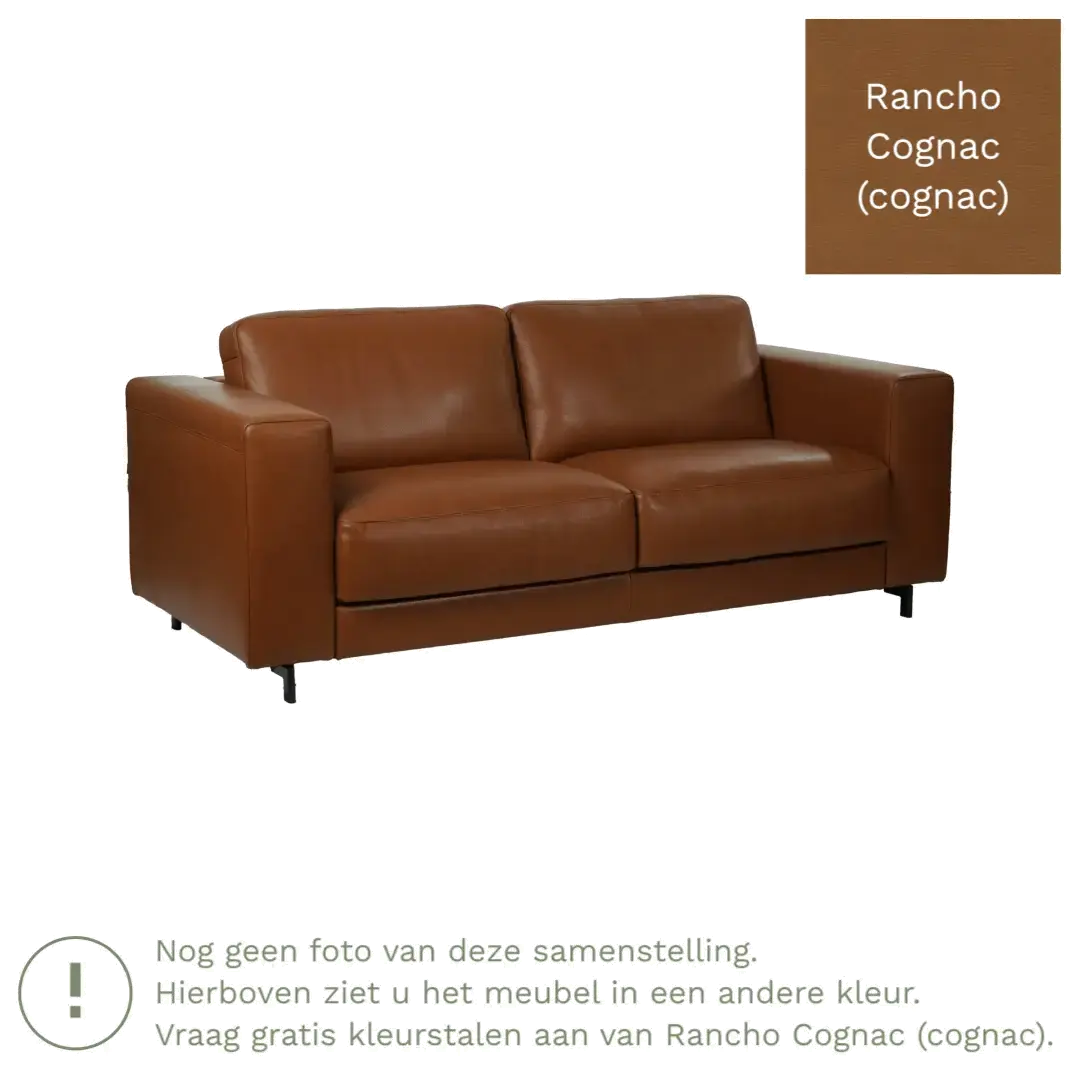 afbeelding van Leren bank Clear - 2,5 zits - Rancho Cognac (cognac) - Poten hout zwart