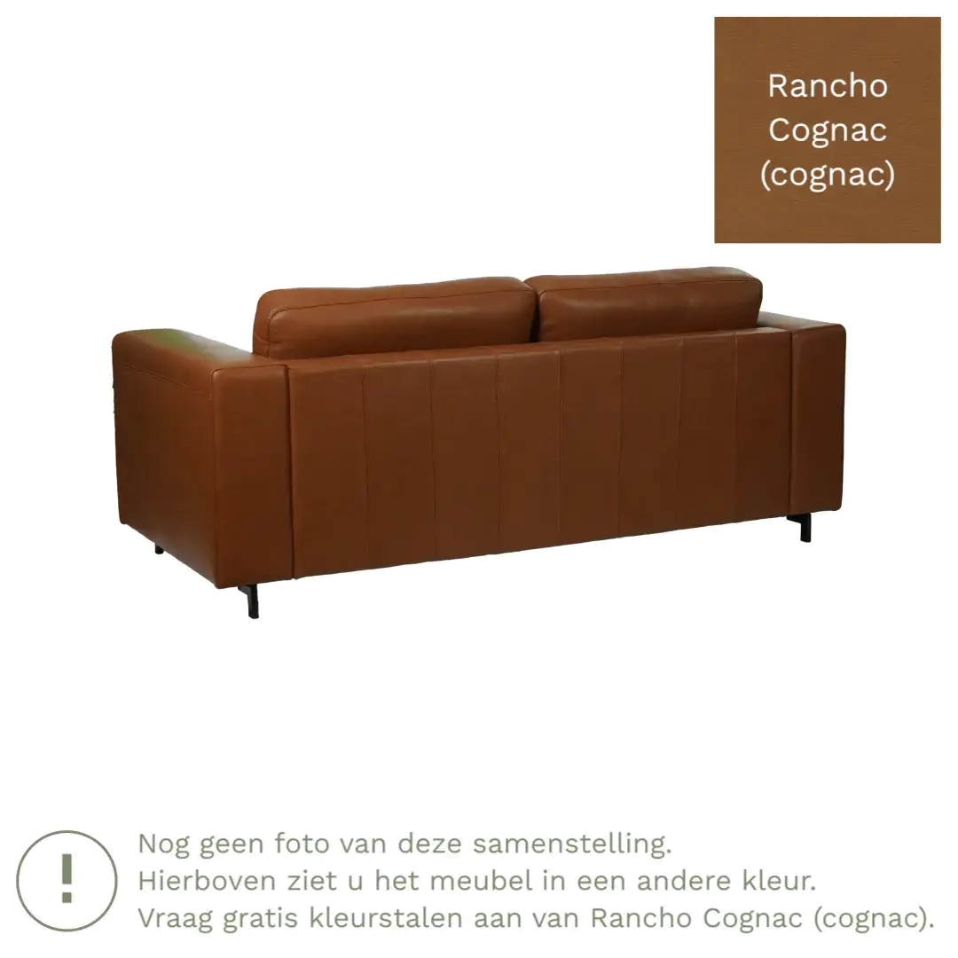 afbeelding van Leren bank Clear - 2,5 zits - Rancho Cognac (cognac) - Poten hout zwart