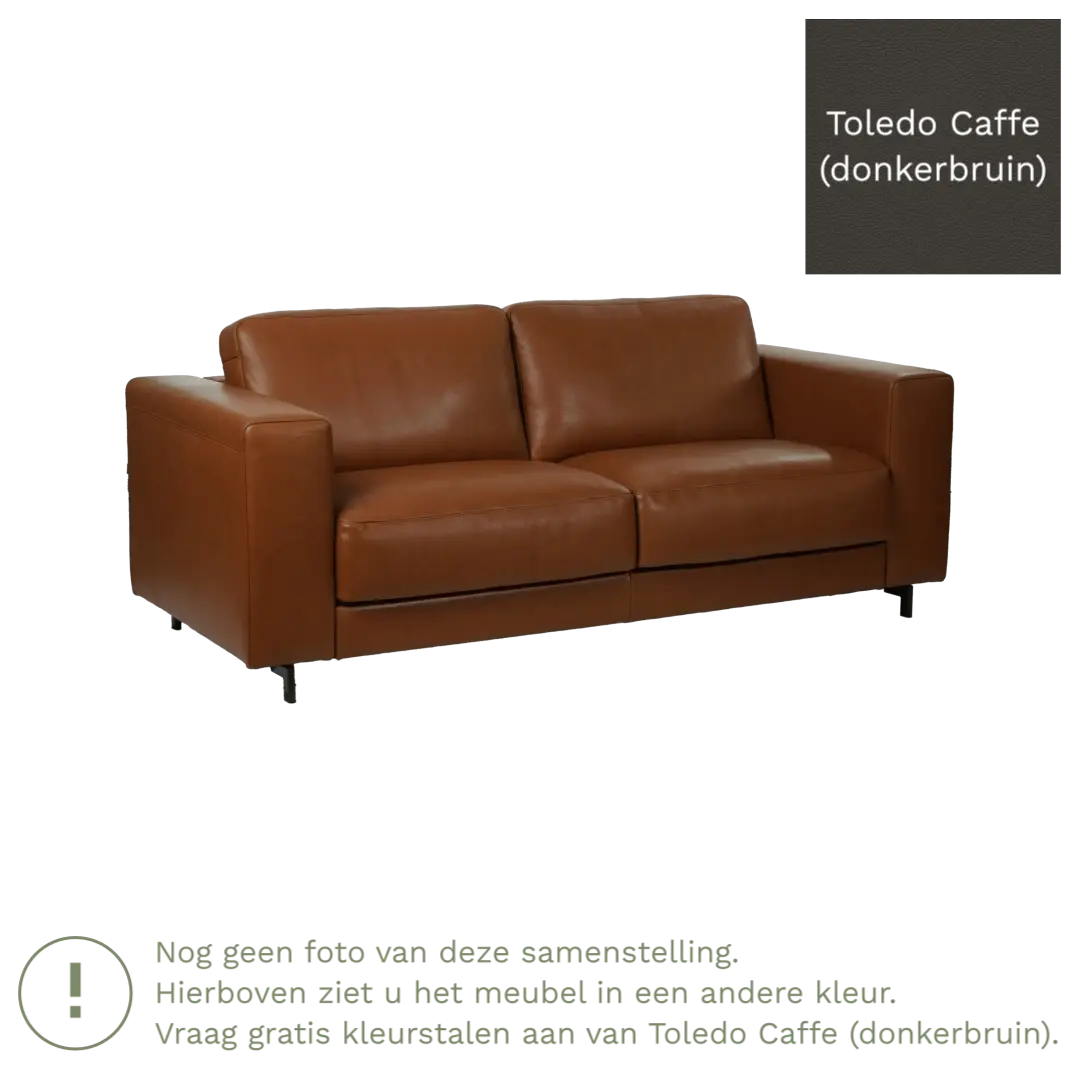 afbeelding van Leren bank Clear - 2,5 zits - Toledo Caffe (donkerbruin) - Poten hout bruin