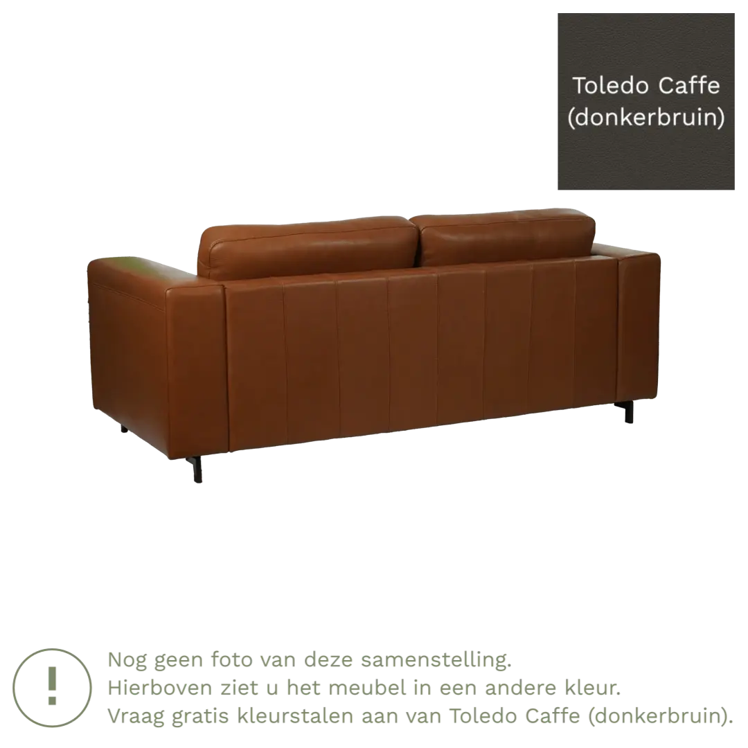 afbeelding van Leren bank Clear - 2,5 zits - Toledo Caffe (donkerbruin) - Poten hout bruin