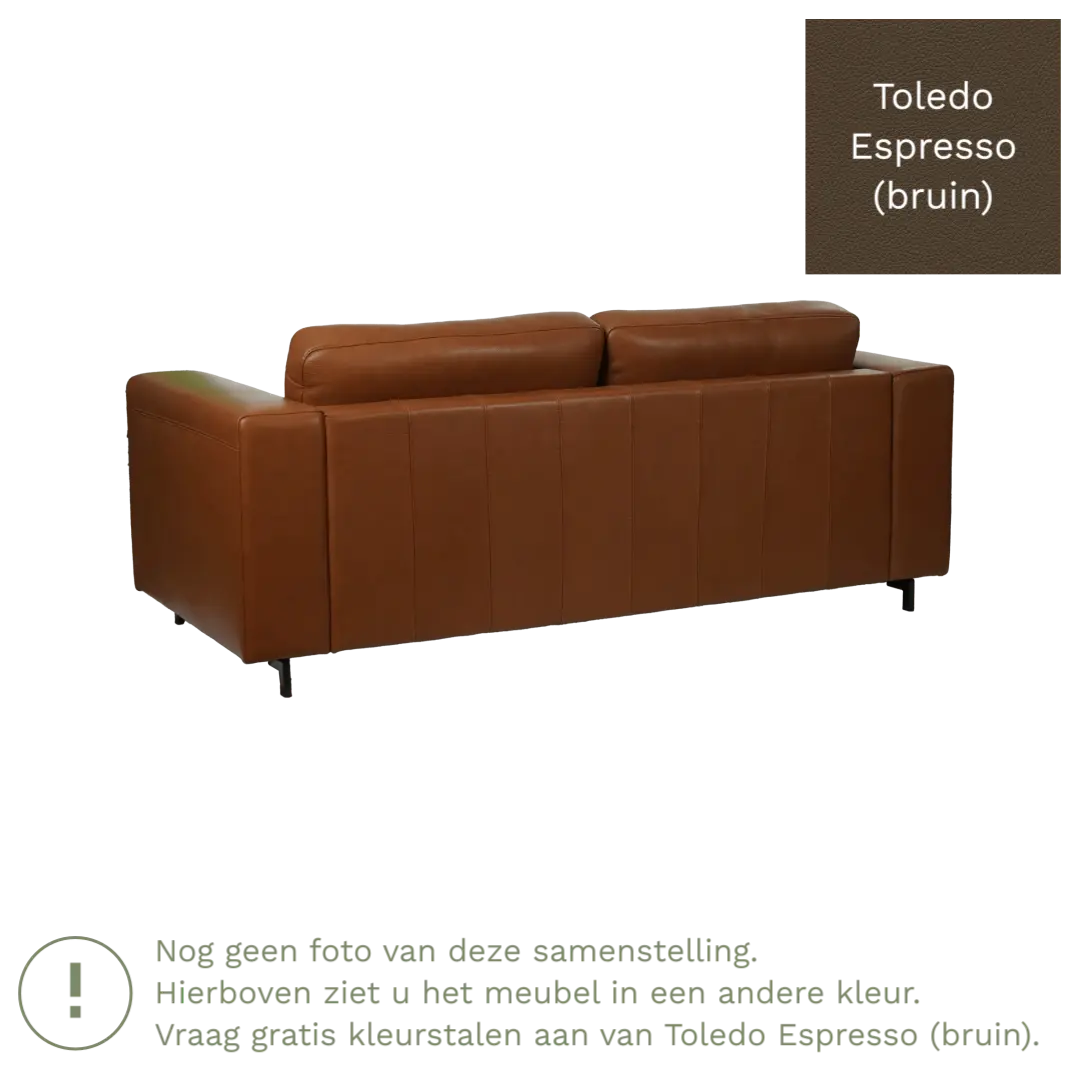 afbeelding van Leren bank Clear - 2,5 zits - Toledo Espresso (bruin) - Poten hout zwart