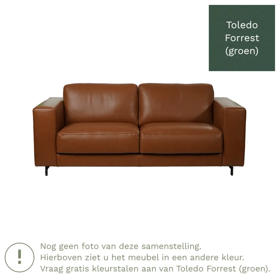 afbeelding van Leren bank Clear - 2,5 zits - Toledo Forrest (groen) - Poten hout bruin
