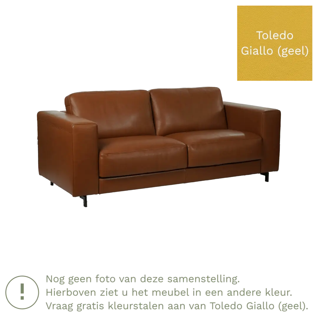 afbeelding van Leren bank Clear - 2,5 zits - Toledo Giallo (geel) - Poten hout bruin