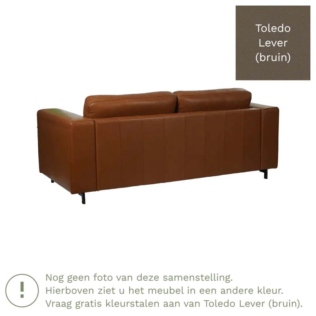 afbeelding van Leren bank Clear - 2,5 zits - Toledo Lever (bruin) - Poten hout zwart
