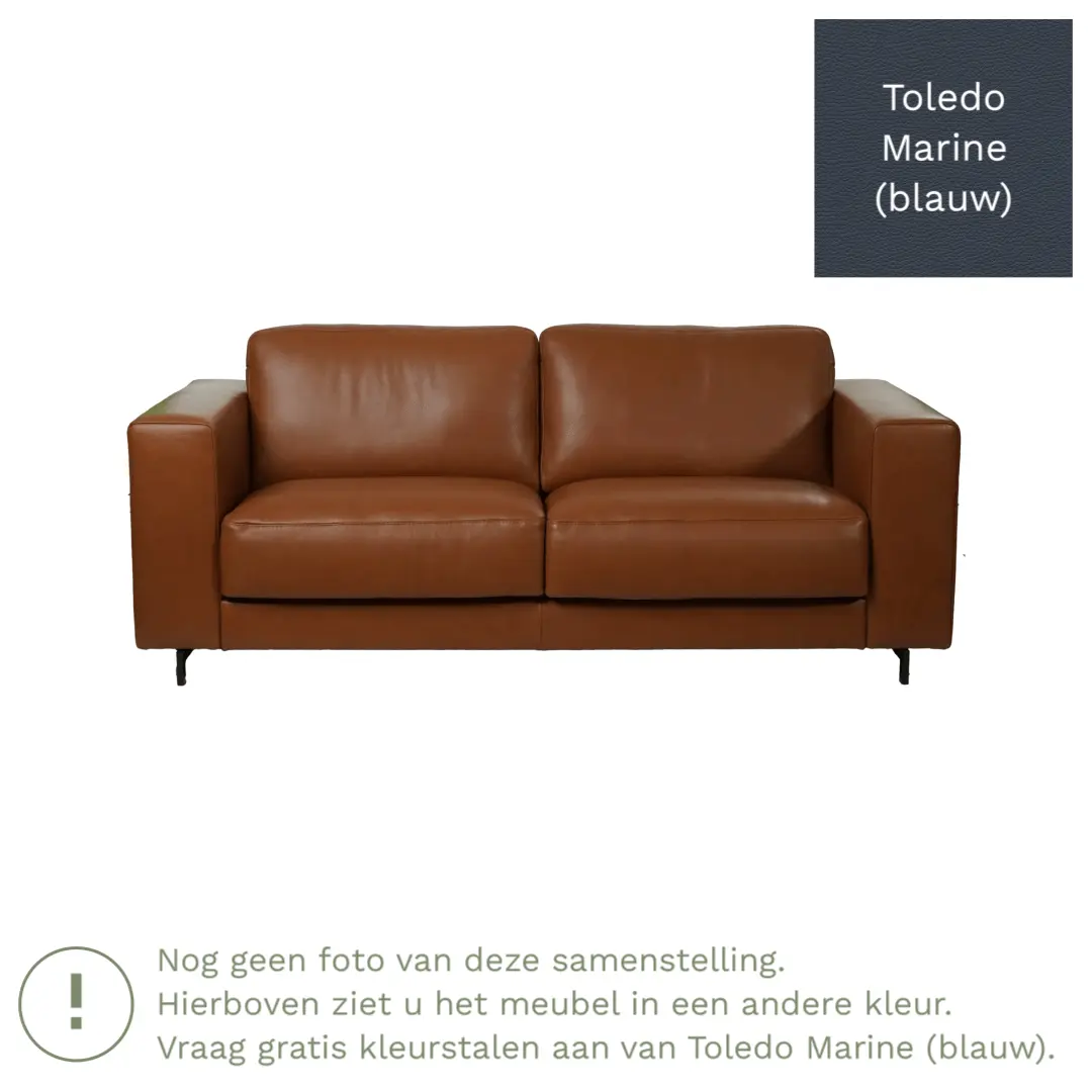 afbeelding van Leren bank Clear - 2,5 zits - Toledo Marine (blauw) - Poten hout zwart