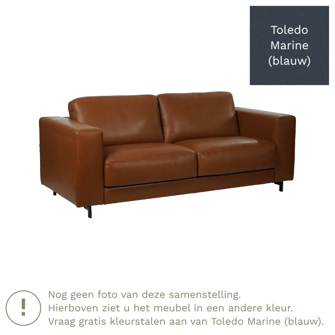 afbeelding van Leren bank Clear - 2,5 zits - Toledo Marine (blauw) - Poten staal zwart
