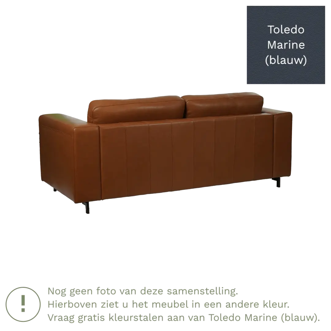 afbeelding van Leren bank Clear - 2,5 zits - Toledo Marine (blauw) - Poten staal zwart
