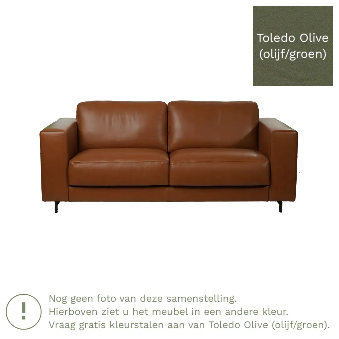 afbeelding van Leren bank Clear - 2,5 zits - Toledo Olive (olijf/goen) - Poten hout bruin