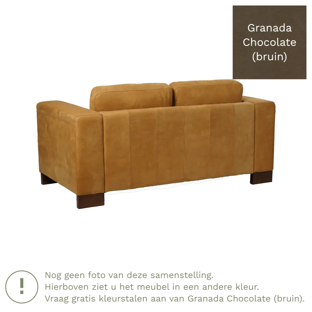 afbeelding van Leren bank Clear - 2 zits - Granada Chocolate (bruin) - Poten hout bruin