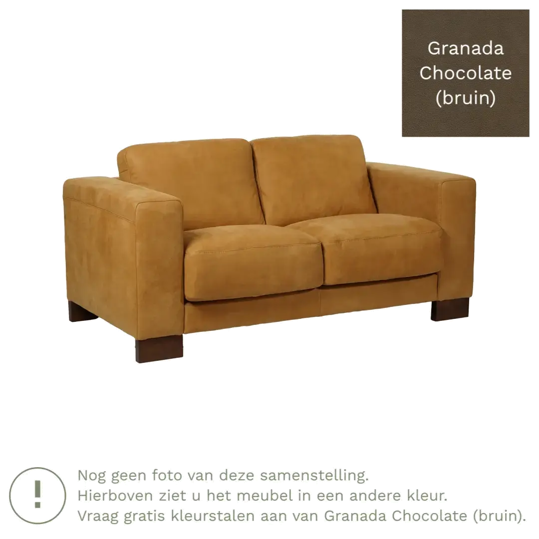 afbeelding van Leren bank Clear - 2 zits - Granada Chocolate (bruin) - Poten staal zwart