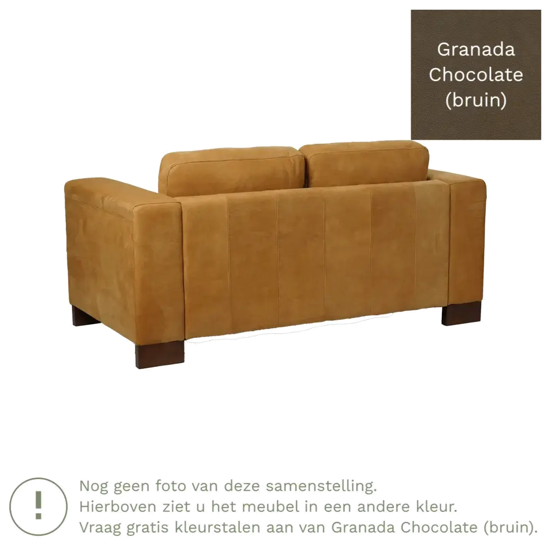 afbeelding van Leren bank Clear - 2 zits - Granada Chocolate (bruin) - Poten staal zwart