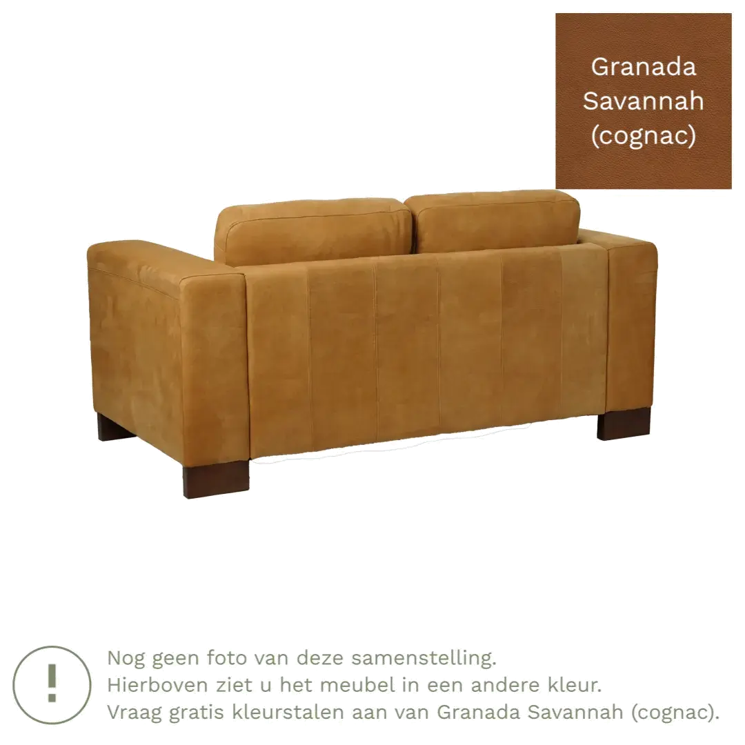 afbeelding van Leren bank Clear - 2 zits - Granada Savannah (cognac) - Poten staal zwart