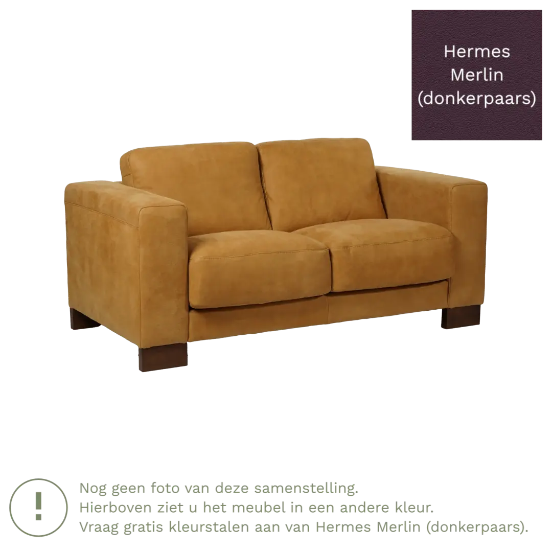 afbeelding van Leren bank Clear - 2 zits - Hermes Merlin (donkerpaars) - Poten staal zwart