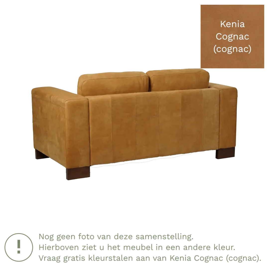 afbeelding van Leren bank Clear - 2 zits - Kenia Cognac (cognac) - Poten staal zwart