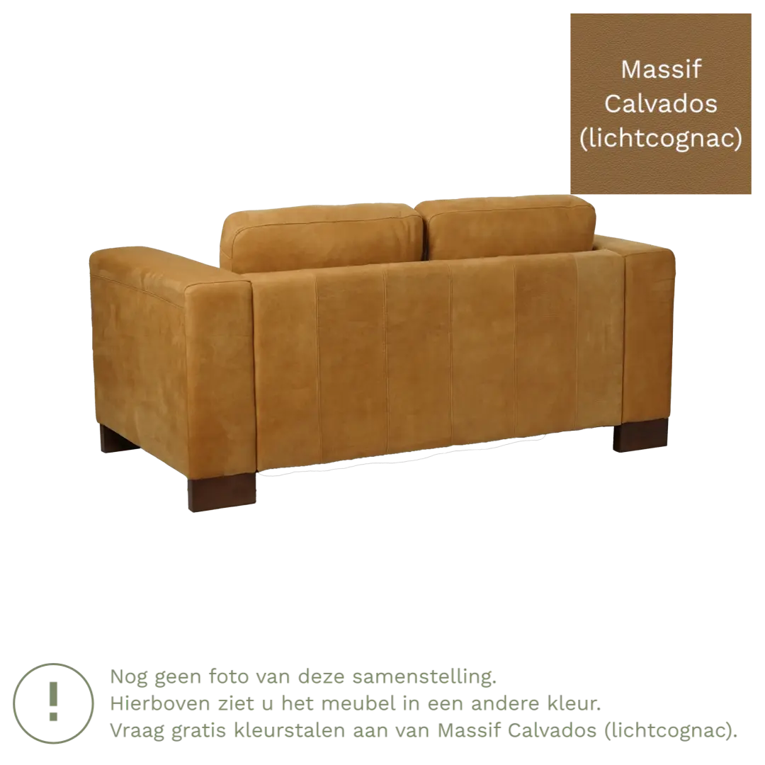 afbeelding van Leren bank Clear - 2 zits - Massif Calvados (lichtcognac) - Poten hout zwart