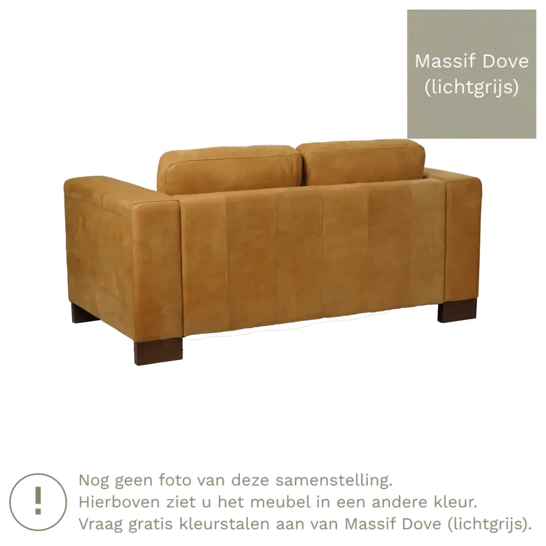 afbeelding van Leren bank Clear - 2 zits - Massif Dove (lichtgrijs) - Poten hout zwart