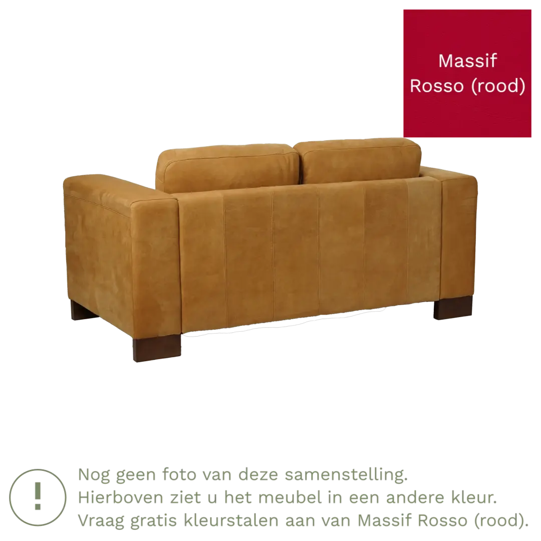 afbeelding van Leren bank Clear - 2 zits - Massif Rosso (rood) - Poten hout bruin