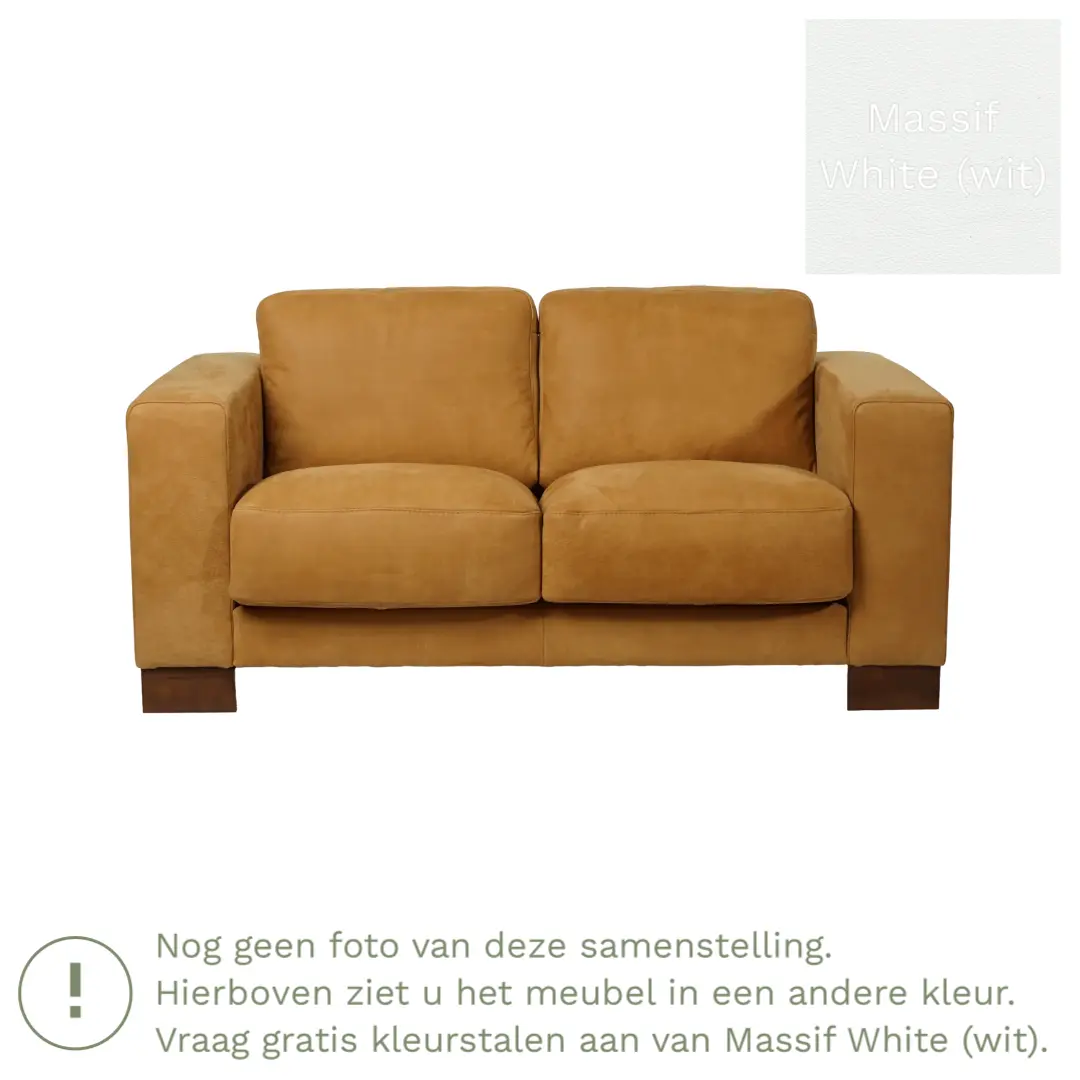 afbeelding van Leren bank Clear - 2 zits - Massif White (wit) - Poten staal zwart