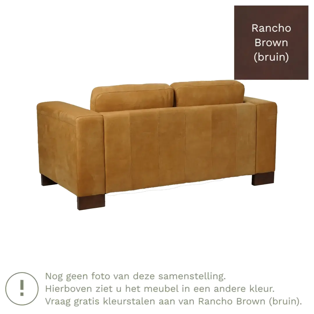 afbeelding van Leren bank Clear - 2 zits - Rancho Brown (bruin) - Poten staal zwart