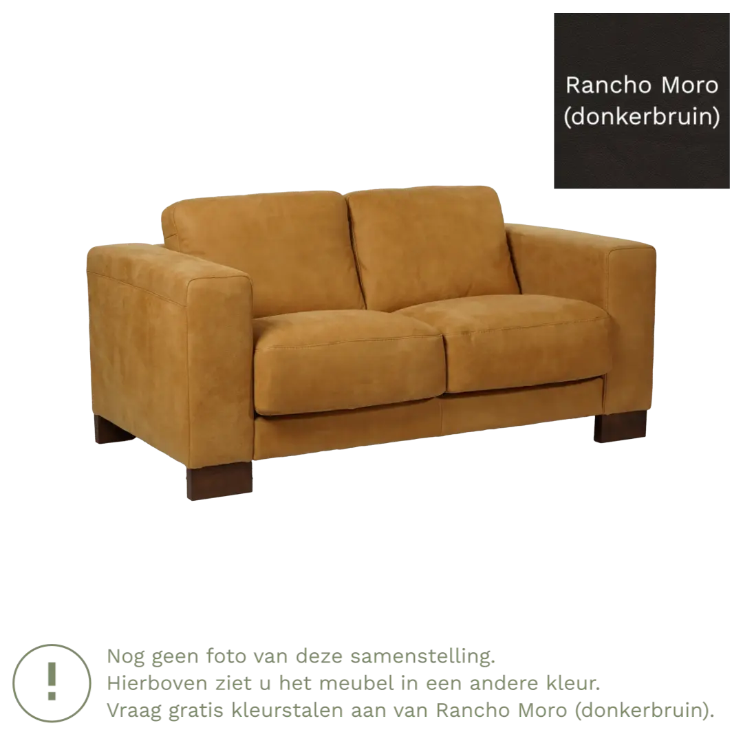 afbeelding van Leren bank Clear - 2 zits - Rancho Moro (donkerbruin) - Poten staal zwart
