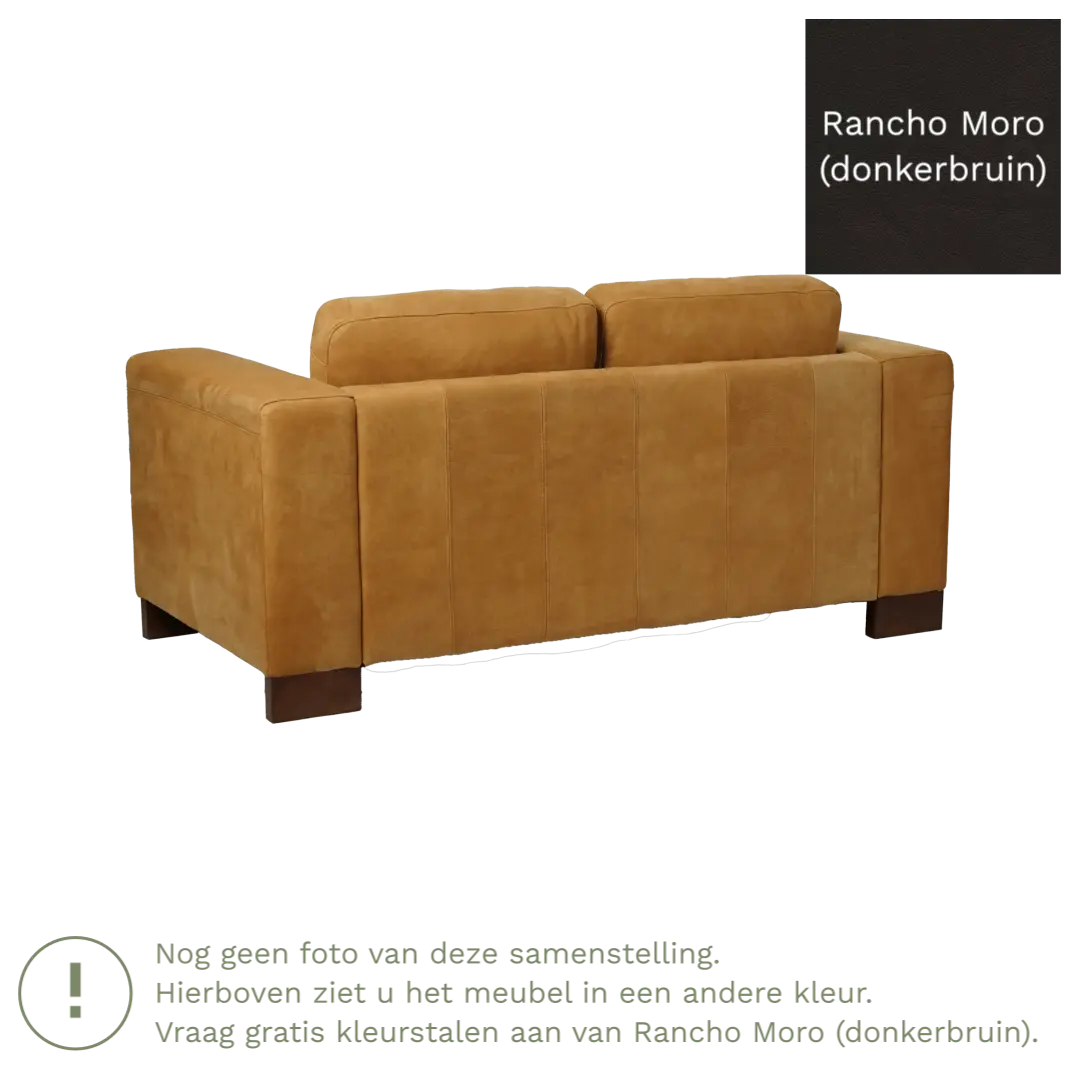 afbeelding van Leren bank Clear - 2 zits - Rancho Moro (donkerbruin) - Poten staal zwart